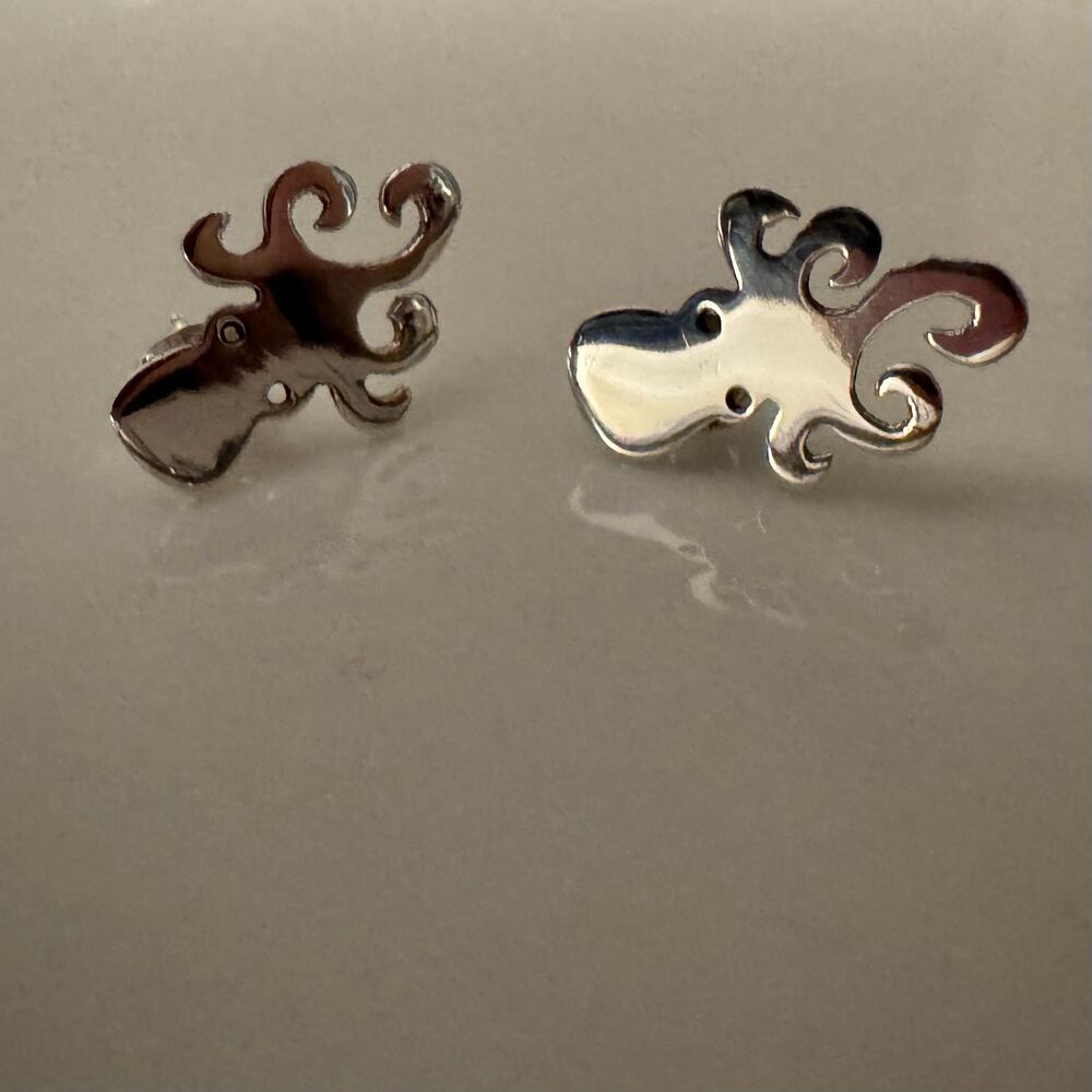 Vintage Far Fetched Sterling Silver Octopus Stud Earrings Signed 925 Mexico FF